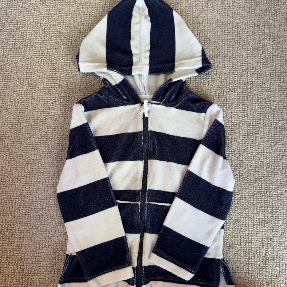 Cat & Jack Terry Cloth Navy Blue & White Striped Beach Cover Up (Size 4T) - Picture 2 of 4